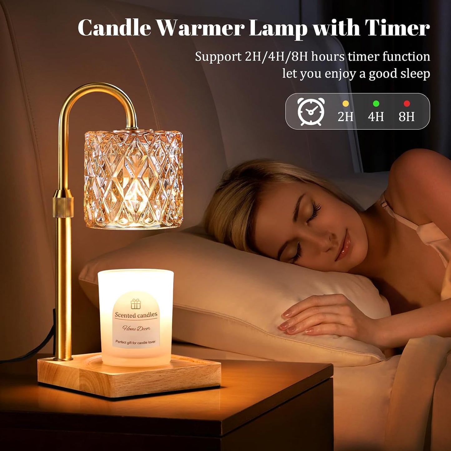 Candle Warmer Lamp with Timer,Wax Melt Warmer Housewarming Gifts for Women | Dimmable Adjustable Height, Vintage Home