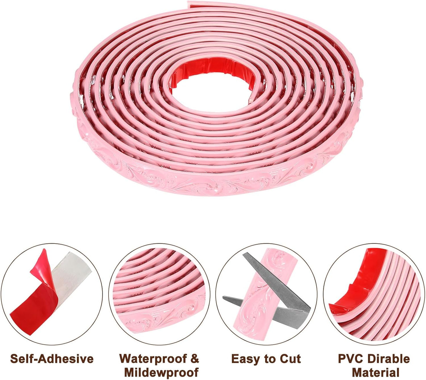 x Self Adhesive Peel and Stick Molding Wallpaper Mirror Frame Border / Pink / 16.4 Inch