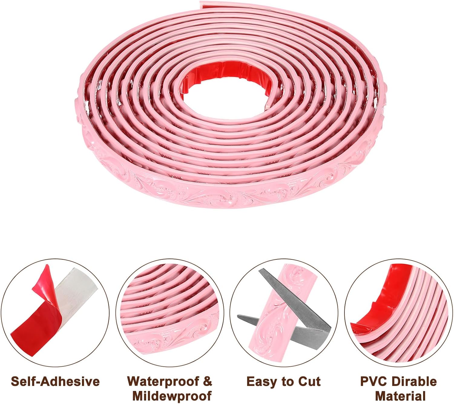 x Self Adhesive Peel and Stick Molding Wallpaper Mirror Frame Border / Pink / 16.4 Inch