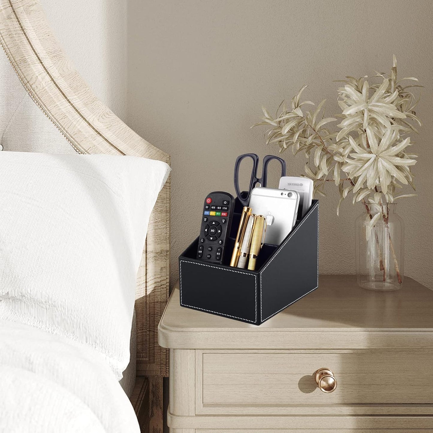 Fashionable PU Leather TV Remote Control Holder / Black