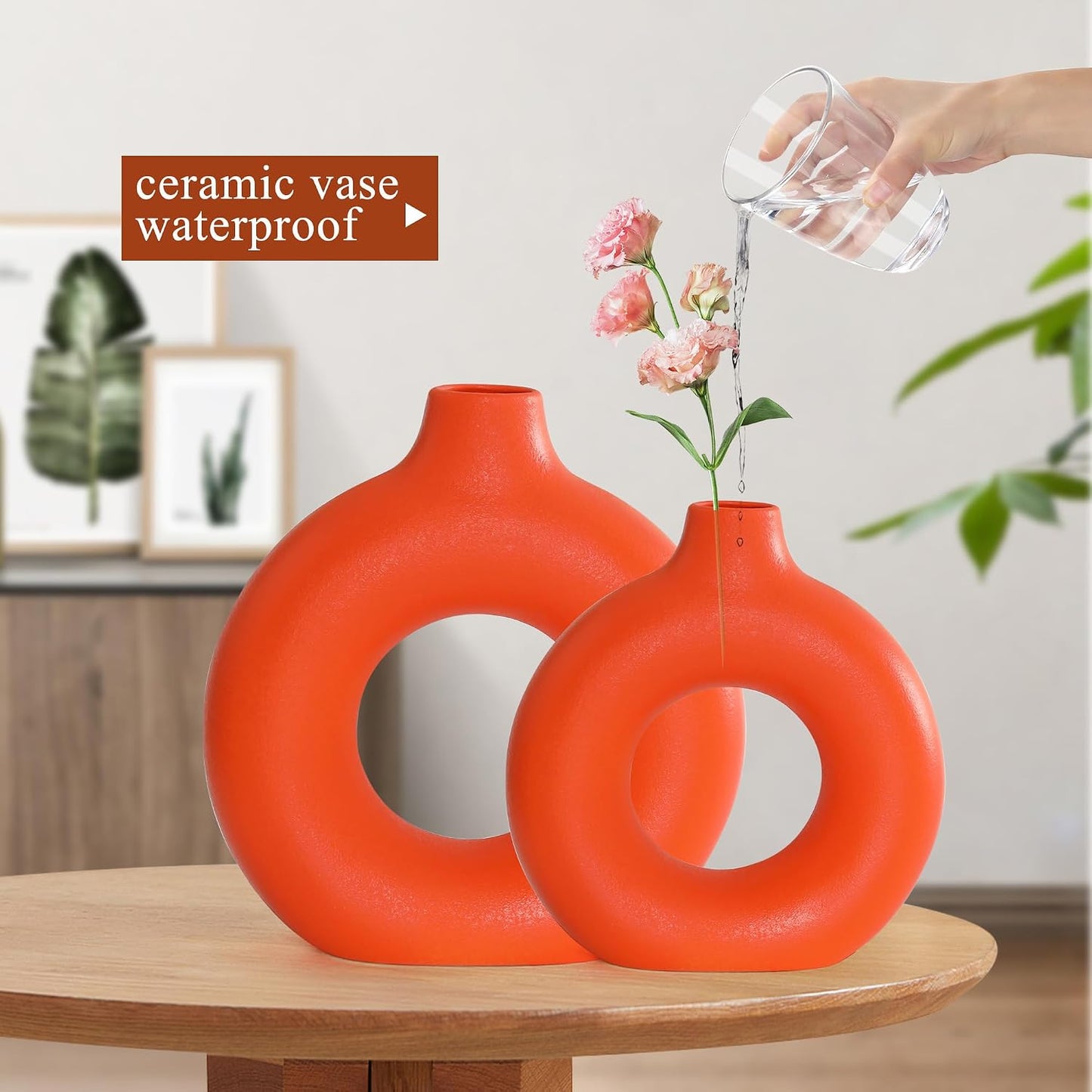 Ceramic Vase / Orange / Donut / Set of 2
