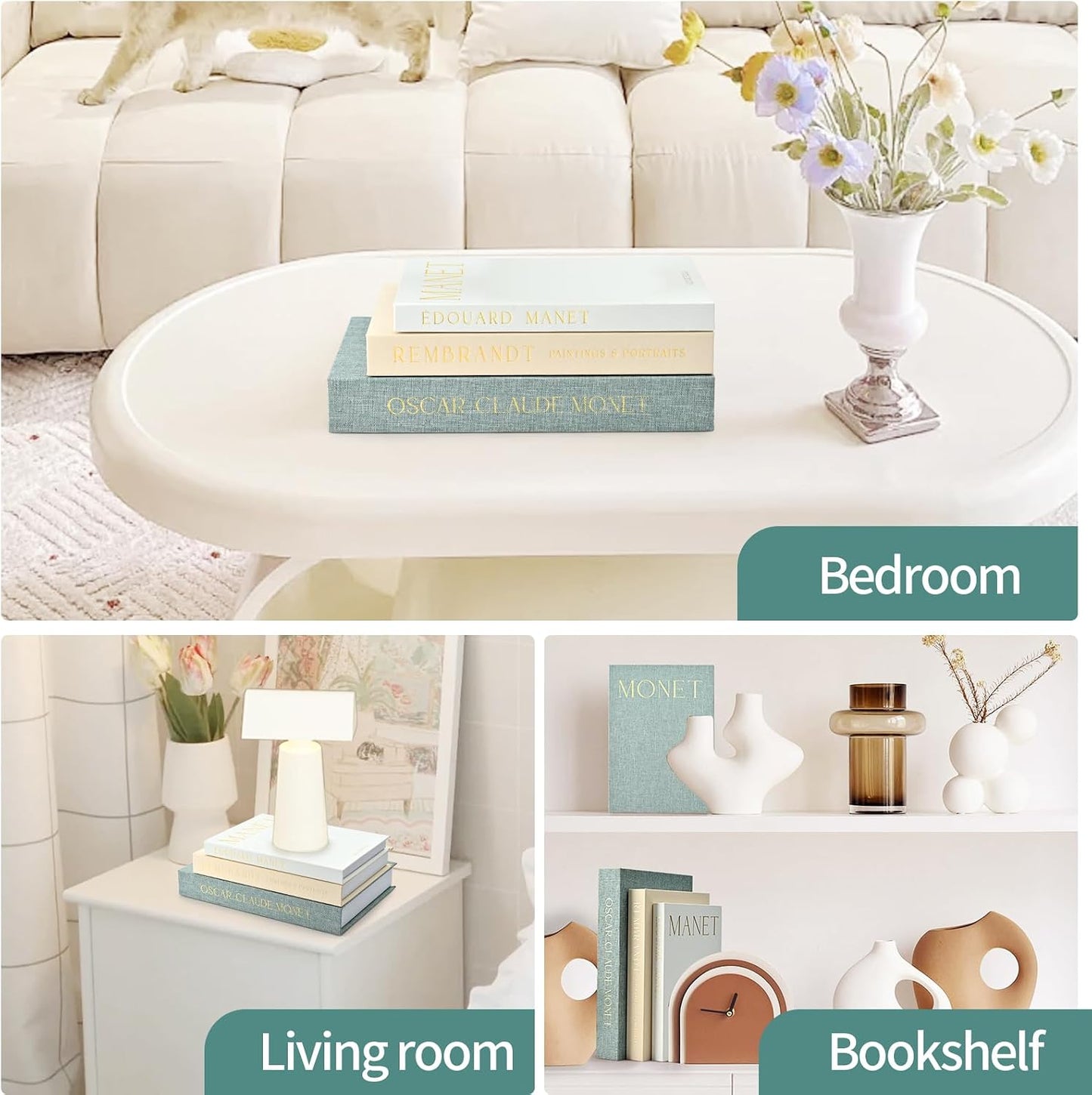 Linen-Covered Fake Books / Set of 3