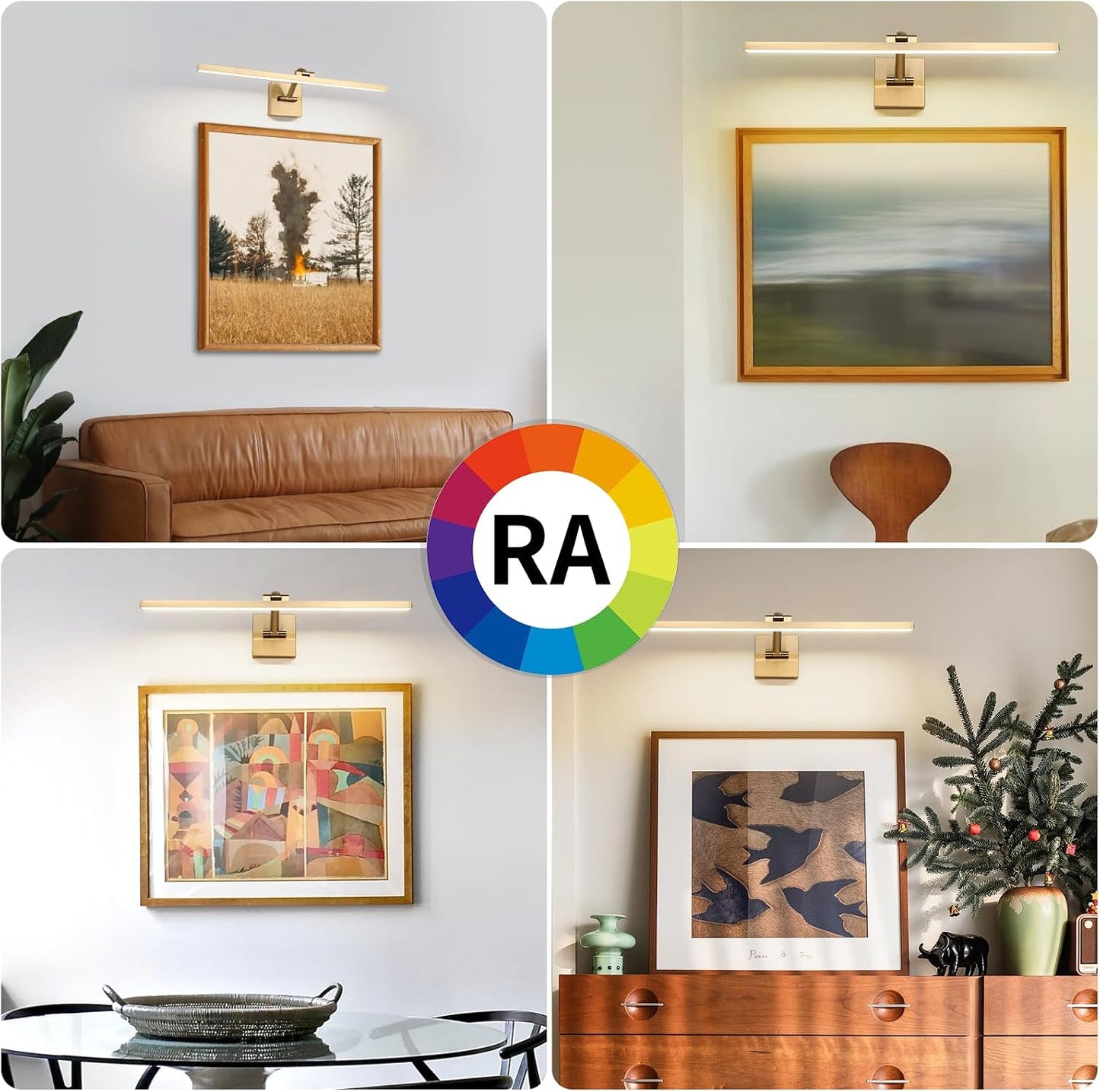 Hard-Wired Picture Lights 23.62 Inch Dimmable LED Wall Art Lighting 14W,2700K, Warm WhiteModern Brass Gallery Light