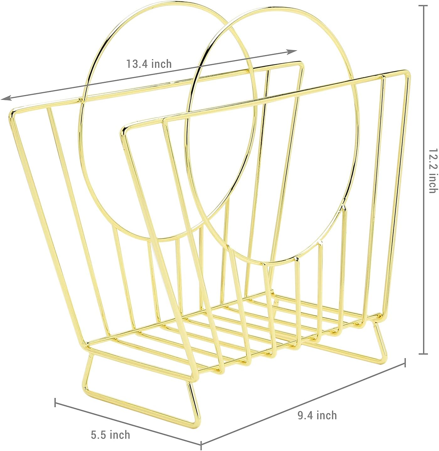 MyGift Brass Metal Magazine Holder, Mid-Century Document File Rack | Bag-inspired silhouette stores magazines, files