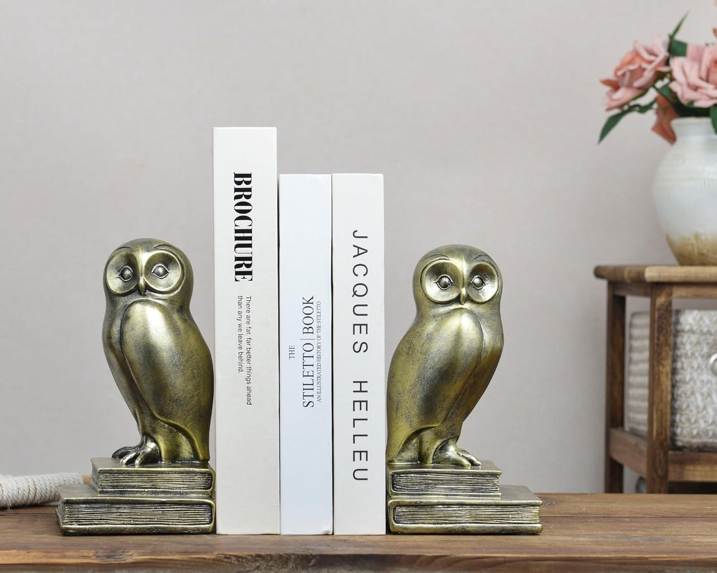 Vintage Owl Bookends / Gold