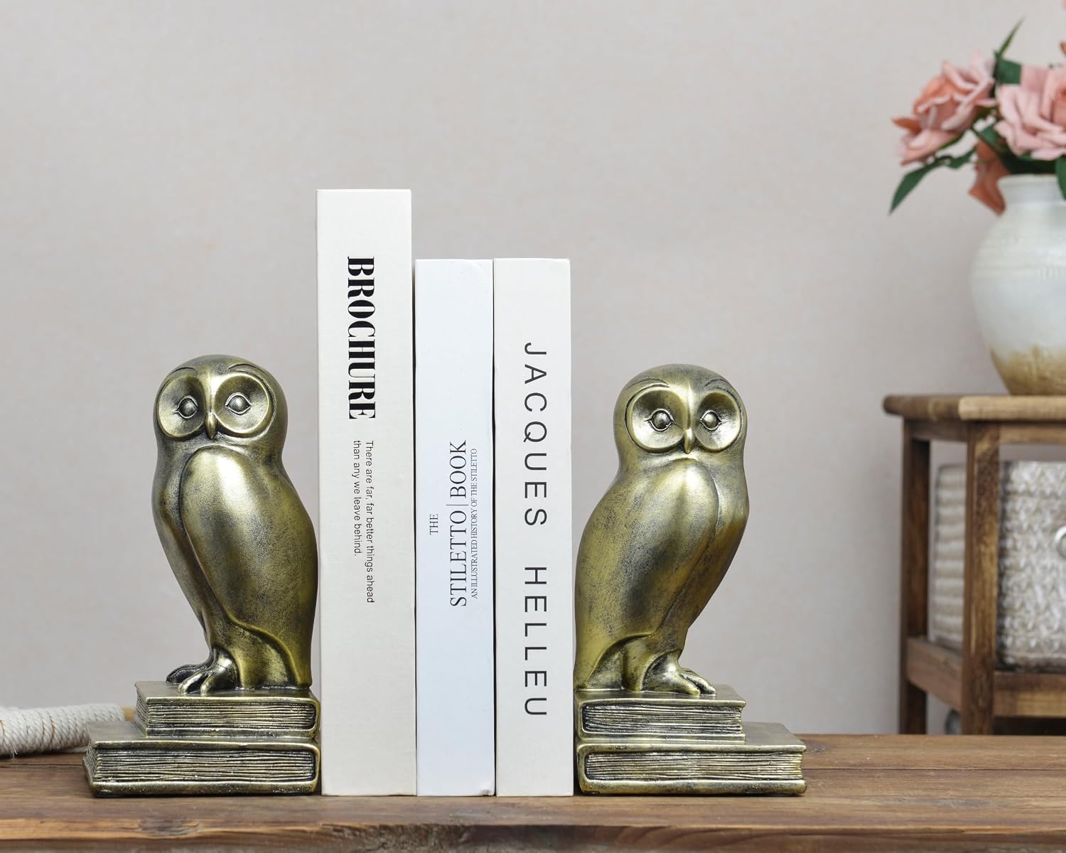 Vintage Owl Bookends / Gold