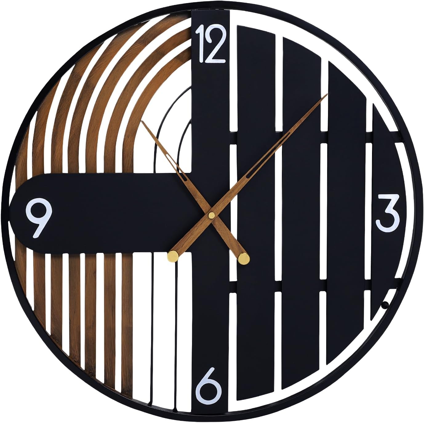 20 Inch Round Wall Clock Wood Silent Non-Ticking Battery Operated | Rustic Farmhouse Decorative Clocks for Home Decor