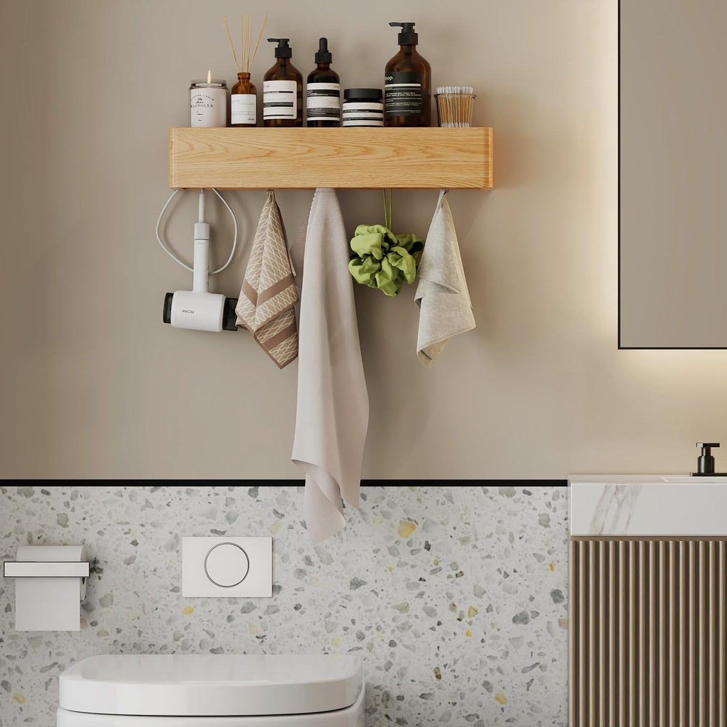 Modern Floating Shelves / Natural / 20.8 Inches