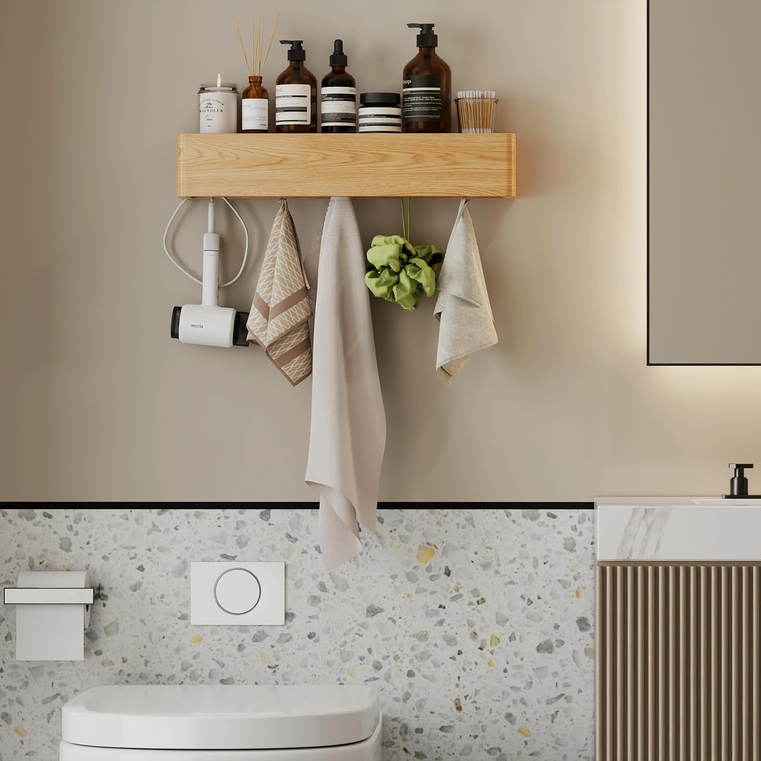 Modern Floating Shelves / Natural / 20.8 Inches