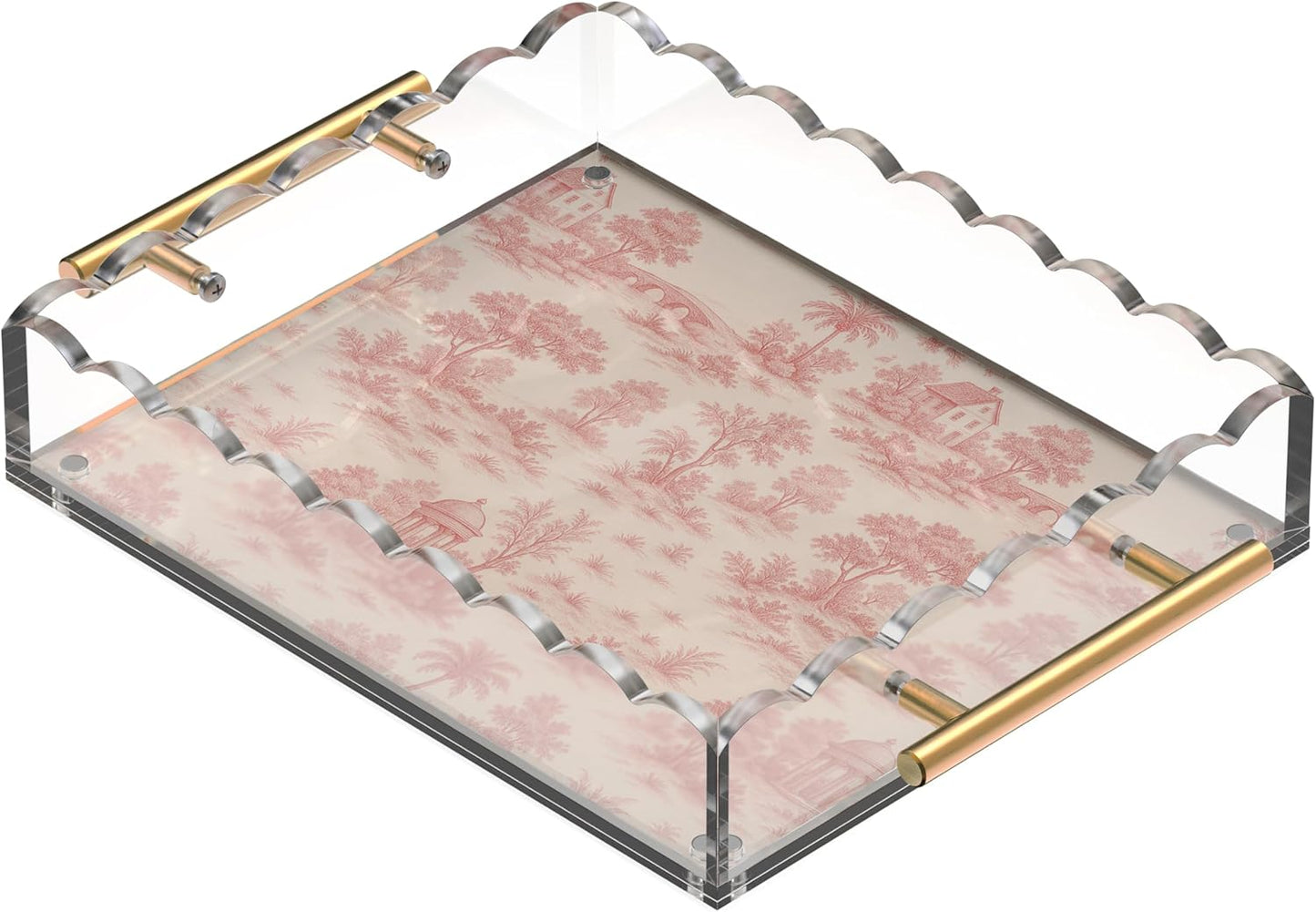 Rectangular Scalloped Acrylic Tray / Bronze / 10 x 12