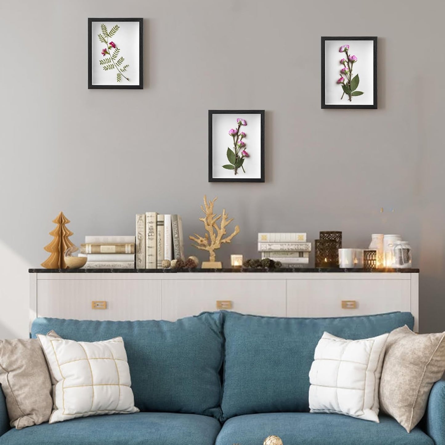 Hacaroa Set of 4 Shadow Box Picture Frame, 8 x 6 Inches Wood Frame Memory Display Case, 1.2 Inch Depth Shadow Boxes for