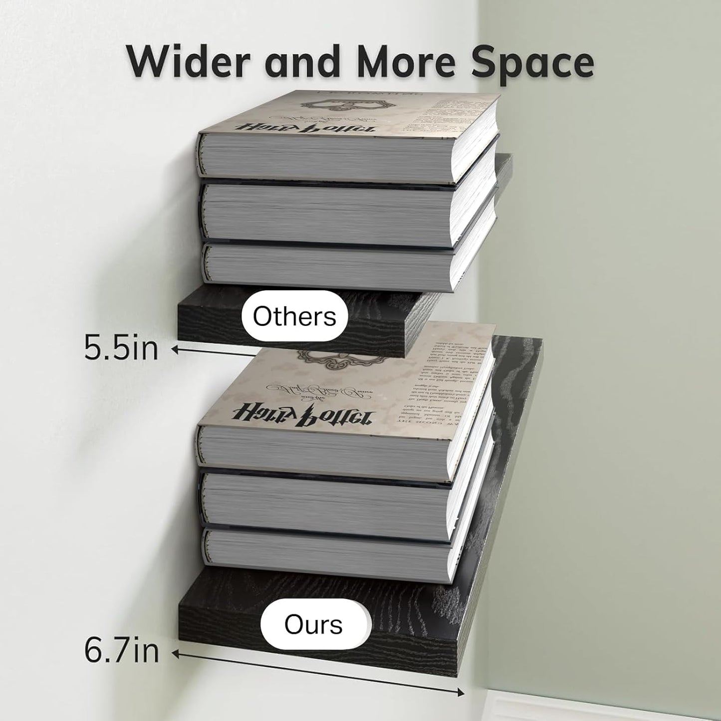 Floating Shelves / Kitchen & Book / Black - Universal Classic Style / 22.5inches / Set of 2