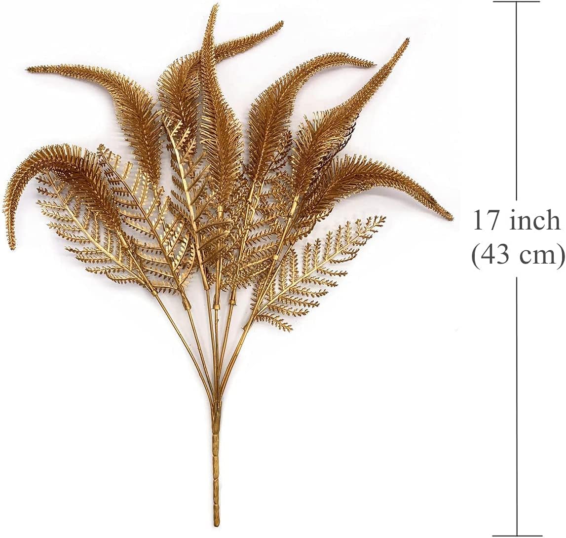 Artificial Golden Flowers Decoration / Gold Boston Grass & Tail Grass / Set of 2
