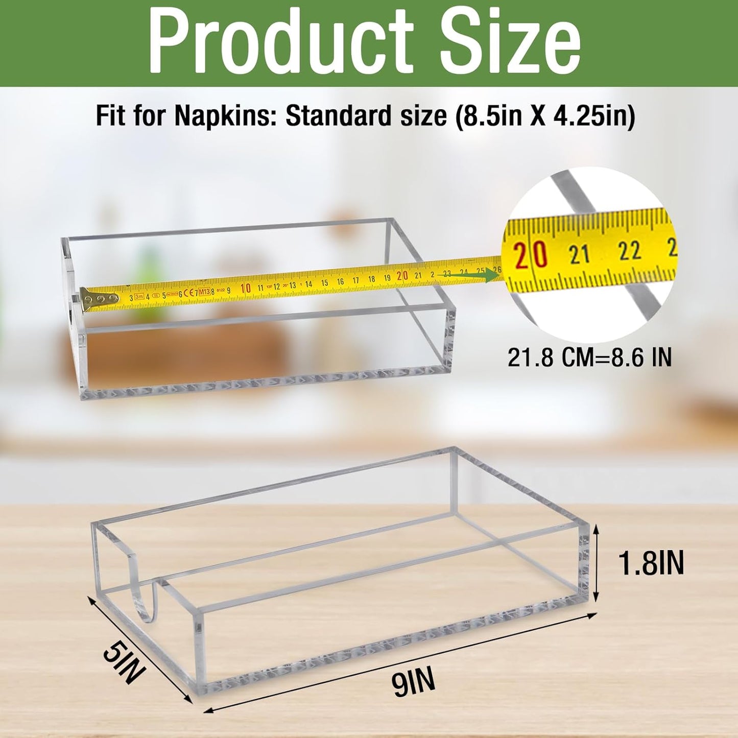 Acrylic Napkin Holder / Transparent / 9 x 5 x 1.8