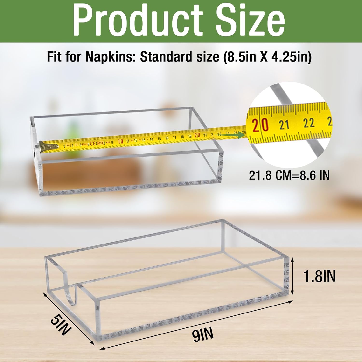 Acrylic Napkin Holder / Transparent / 9 x 5 x 1.8
