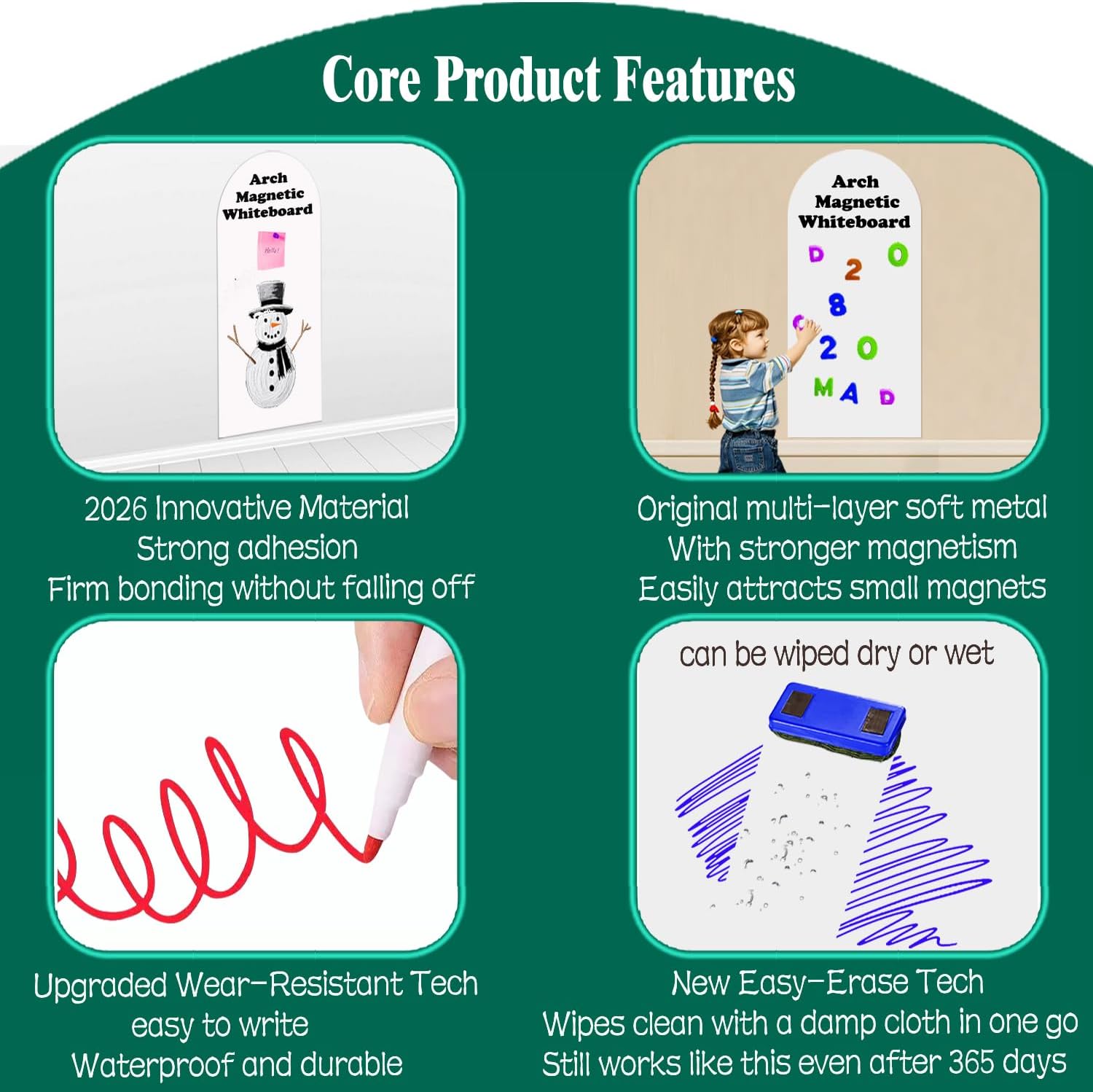 Magnetic Wall Sticker Dry Erase Contact Paper Arch " Self / Whiteboard / White / 47.2 x 17.5