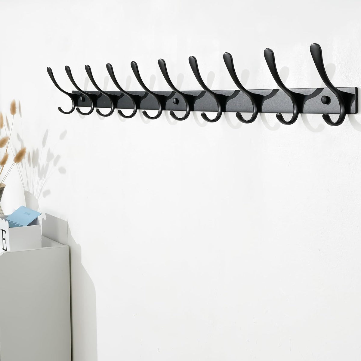 SKOLOO Coat Rack Wall Mounted - 10 Hooks, Heavy Duty, Stainless Steel, Metal Wall Hangers, Sturdy Coat Hooks for