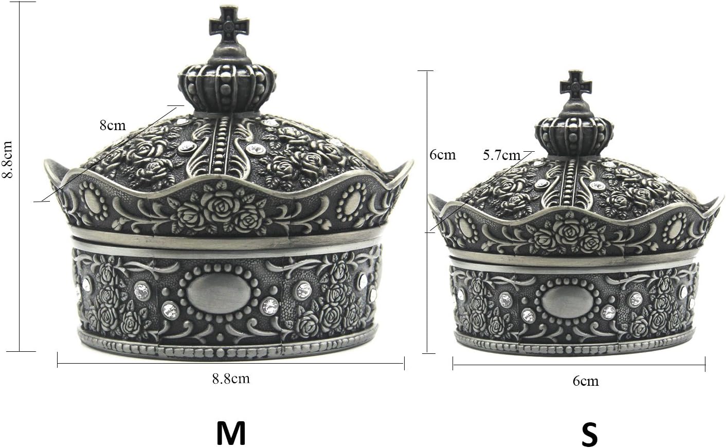 Creative Vintage Metal Alloy Design Jewelry Box Ring Trinket Case Christmas Birthday / Crown / Small