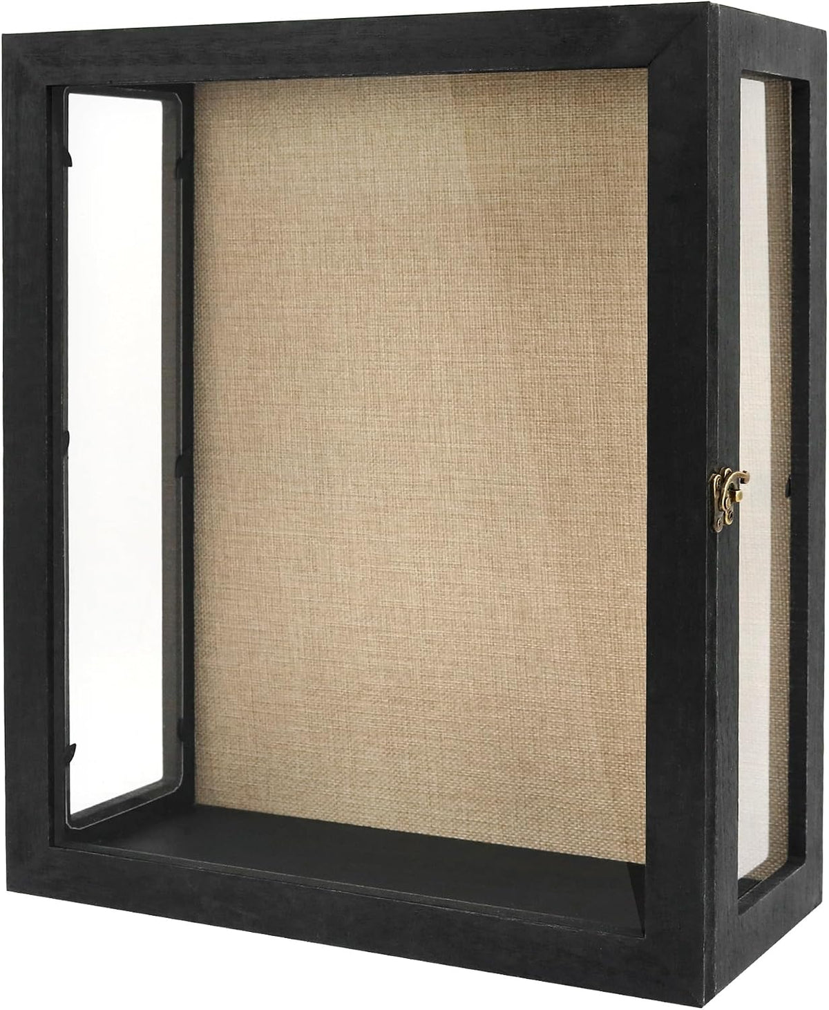 13x16x6 Extra Black Deep Shadow Box with 3 Removable Panels,Black | Wood Display Case for Wall Mounted or Tabletop