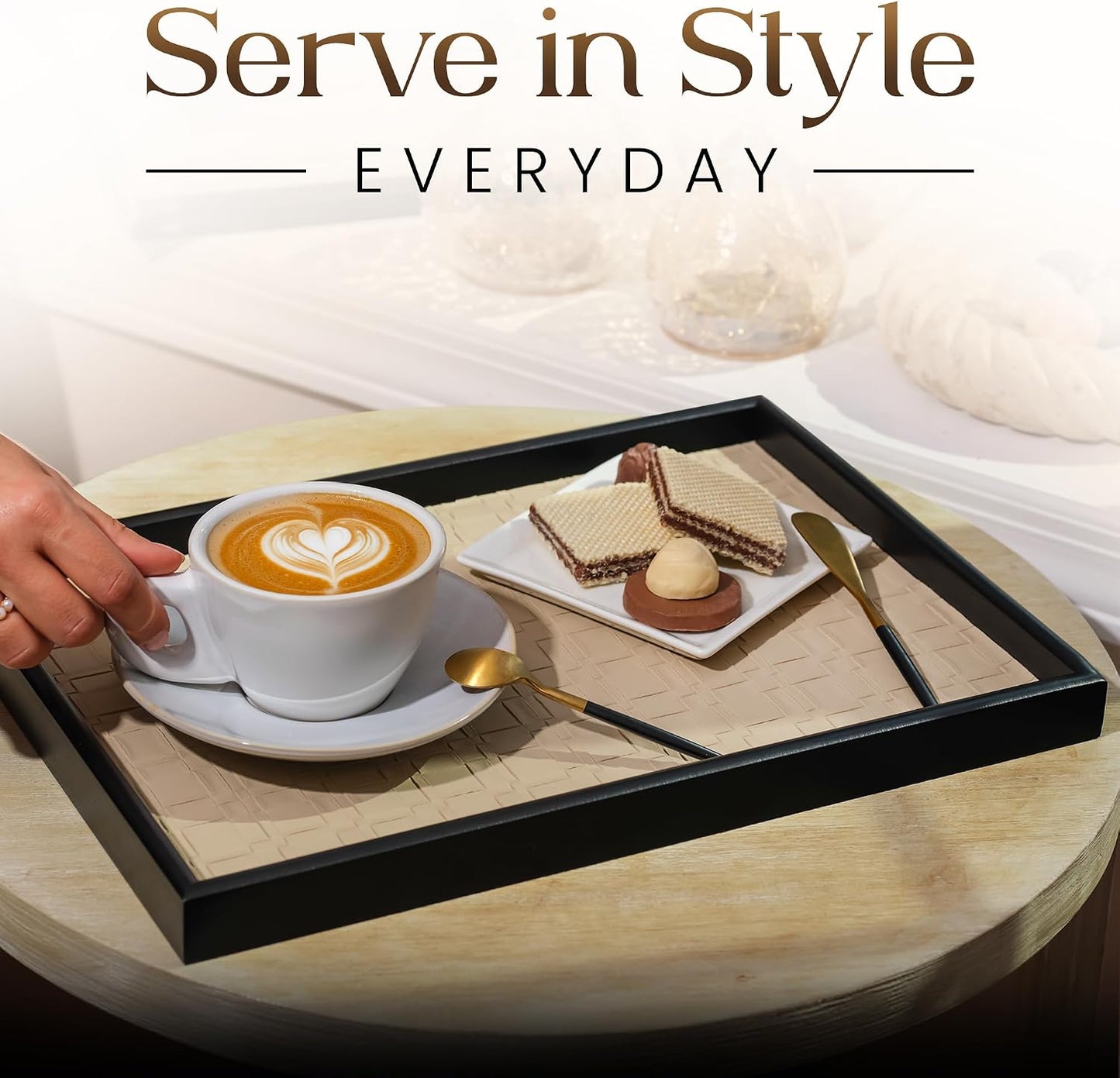 Wooden Serving Tray / Black / 15 x 11