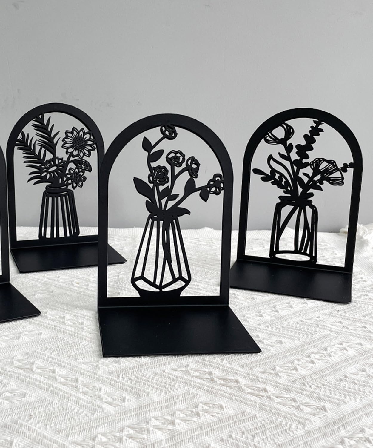 Metal Bookends / Metal Book Ends 3 Pairs / Black