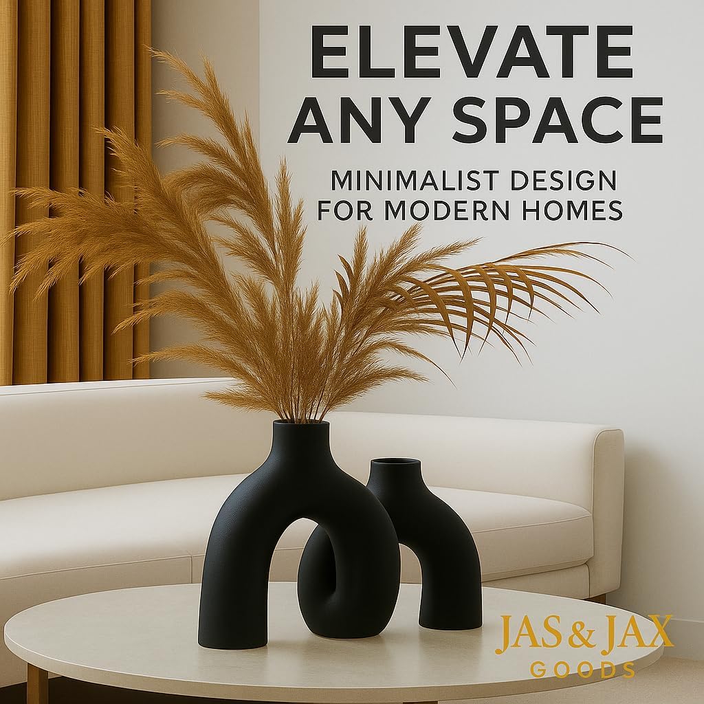 Matte Ceramic Vase Set / Black