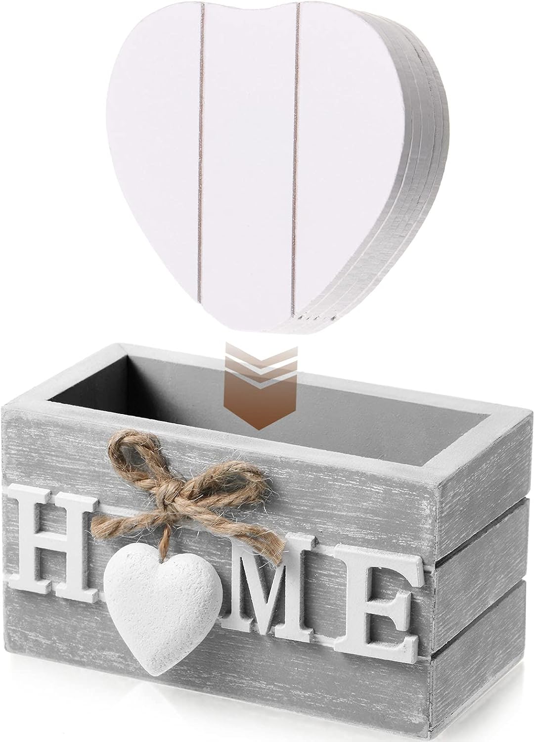 Wooden Heart Coasters House Warming Gifts New White Elephant Gifts / Home / Gray / Set of 6