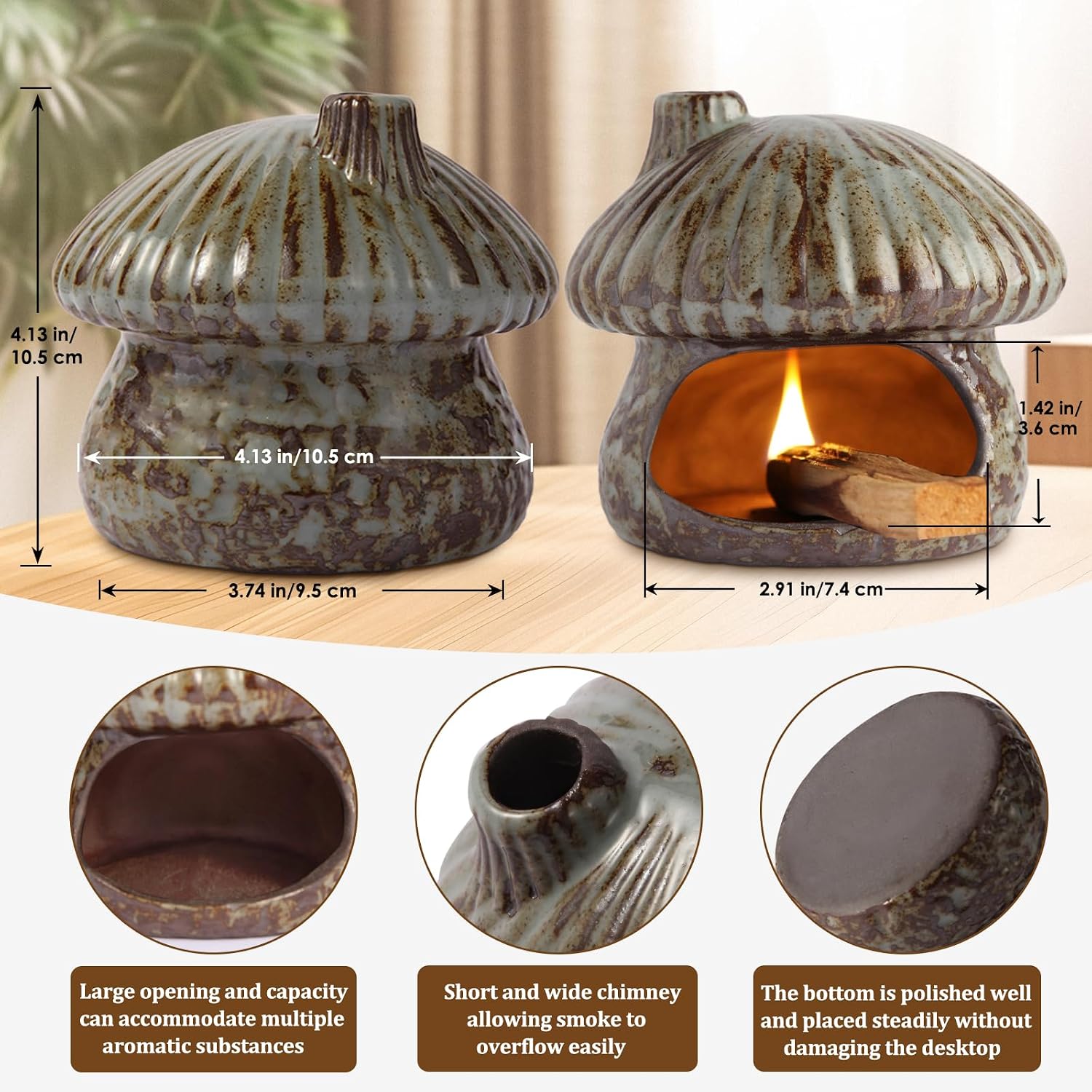 Ceramic Sage Holder for Burning Palo Santo Burner for Meditation / Green