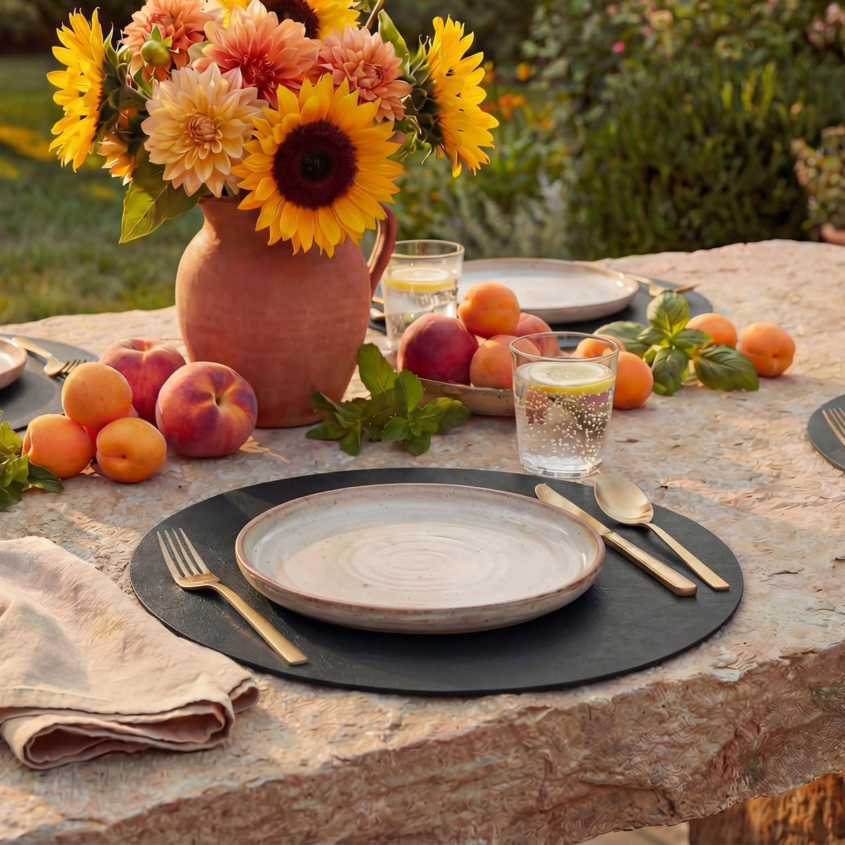 Artoid Mode Black Faux Leather Placemats Set of 8, 15 Inch Waterproof Wipeable Heat Resistant Vinyl Halloween Place