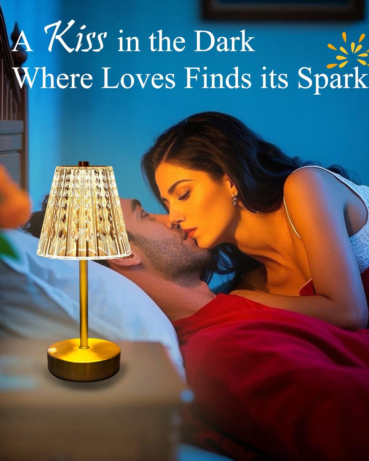 Gold Cordless Table Lamp Rechargeable,5000mAh Battery Operated Lamps,Mini Small Crystal Table Lamp for Restaurant