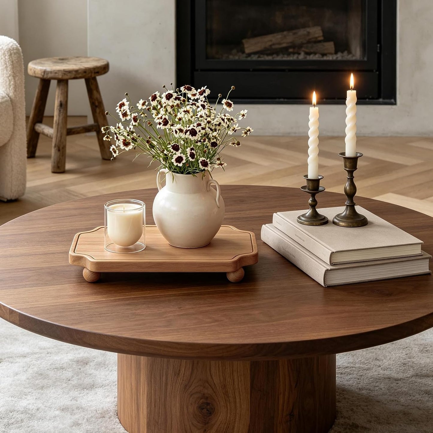 Wooden Tray / Farmhouse Wood Riser Pedestal Stand / 13 x 8