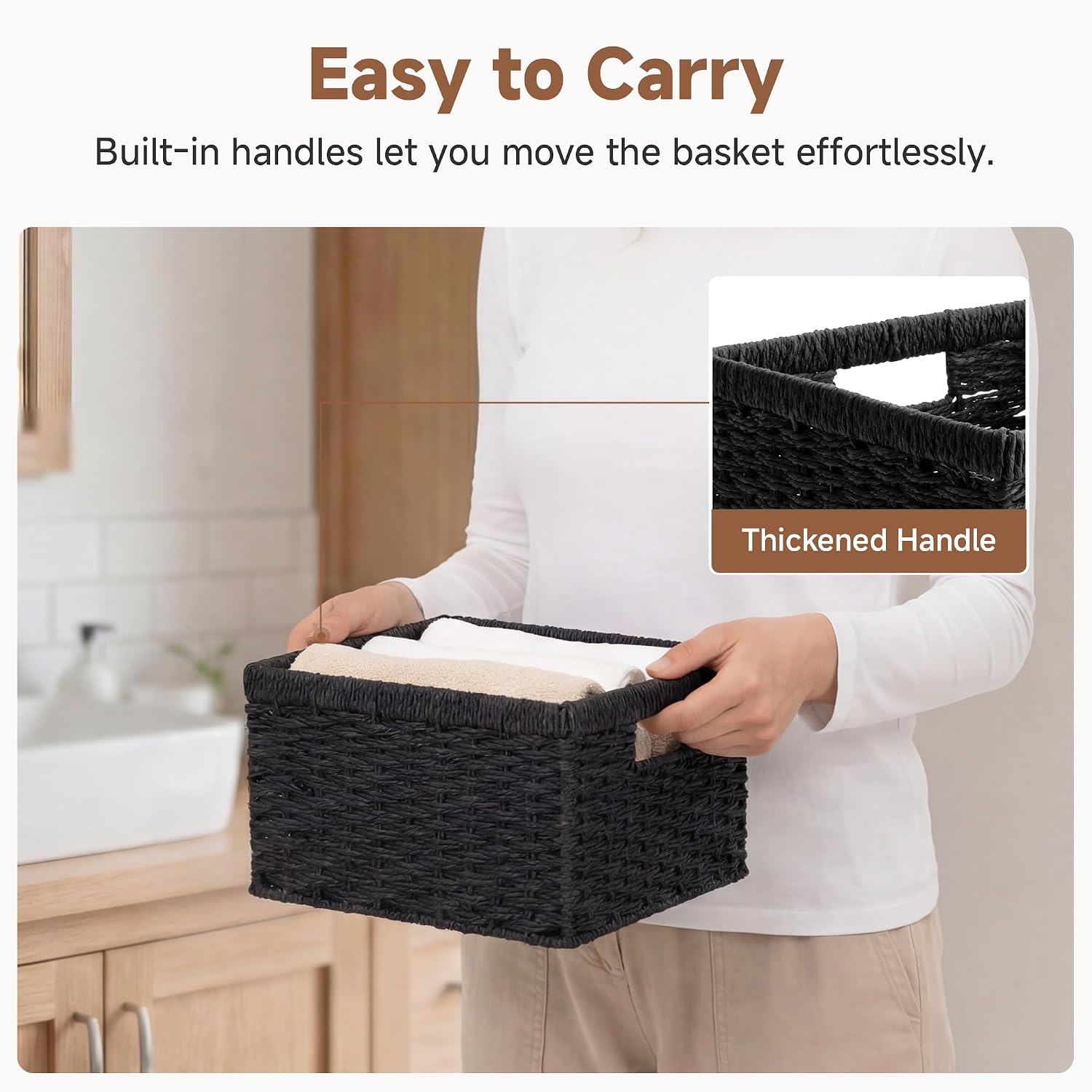 Wicker Basket / Wicker Storage Baskets for Organizing / Black