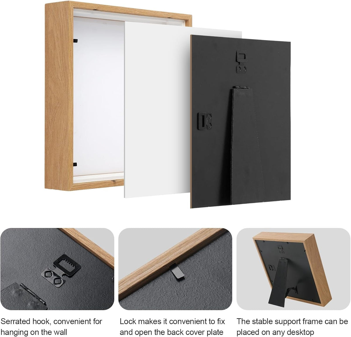 6 Pcs Shadow Box Frame - 8x10 Shadow Boxes Display Cases, Natural | for Sports Memorabilia & Wedding Keepsakes - Wall