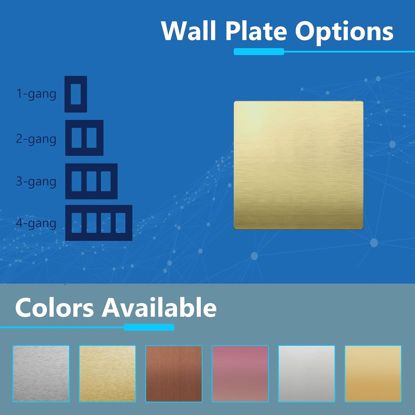 LIDER Double Blank Screwless Metal-Surface Wall Plate, Stainless Steel | Mid-Size 2-Gang 4.88” X 4.92”, Temperature And