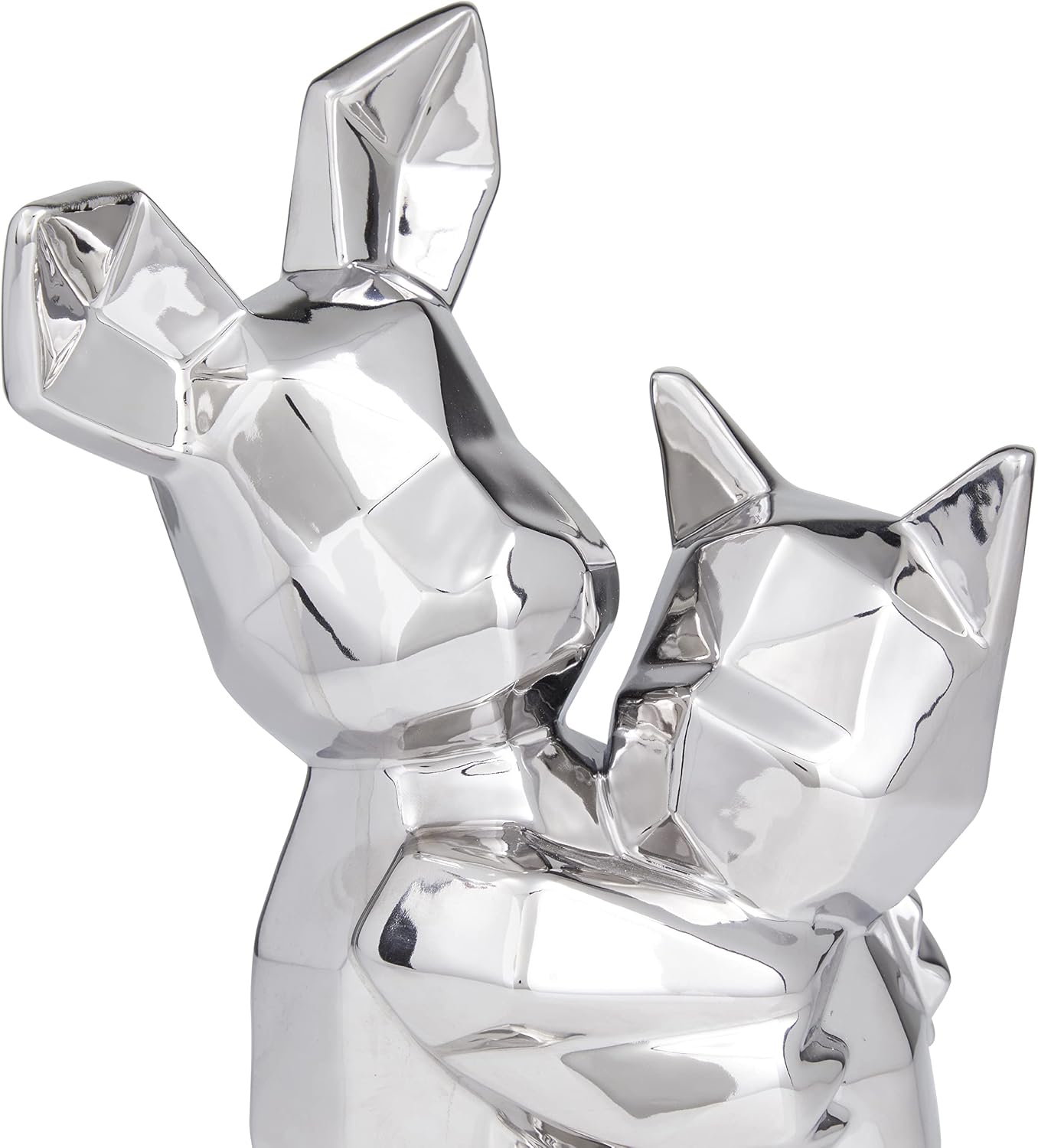 Deco 79 Porcelain Dog Cubist Sculpture / Silver / 8 x 5 x 12