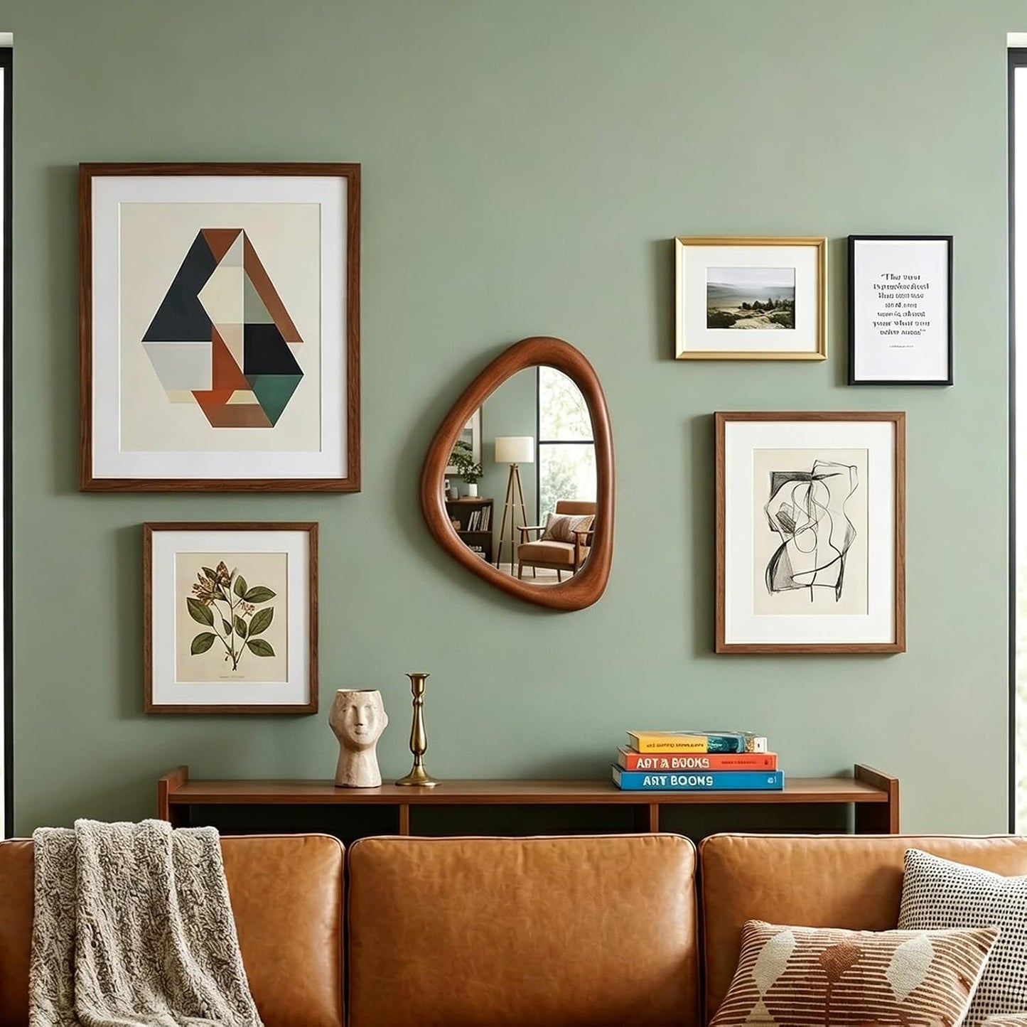 15 * Asymmetrical Wood Mirrors / Black Walnut / 15"L x 10"W / 10 Inch