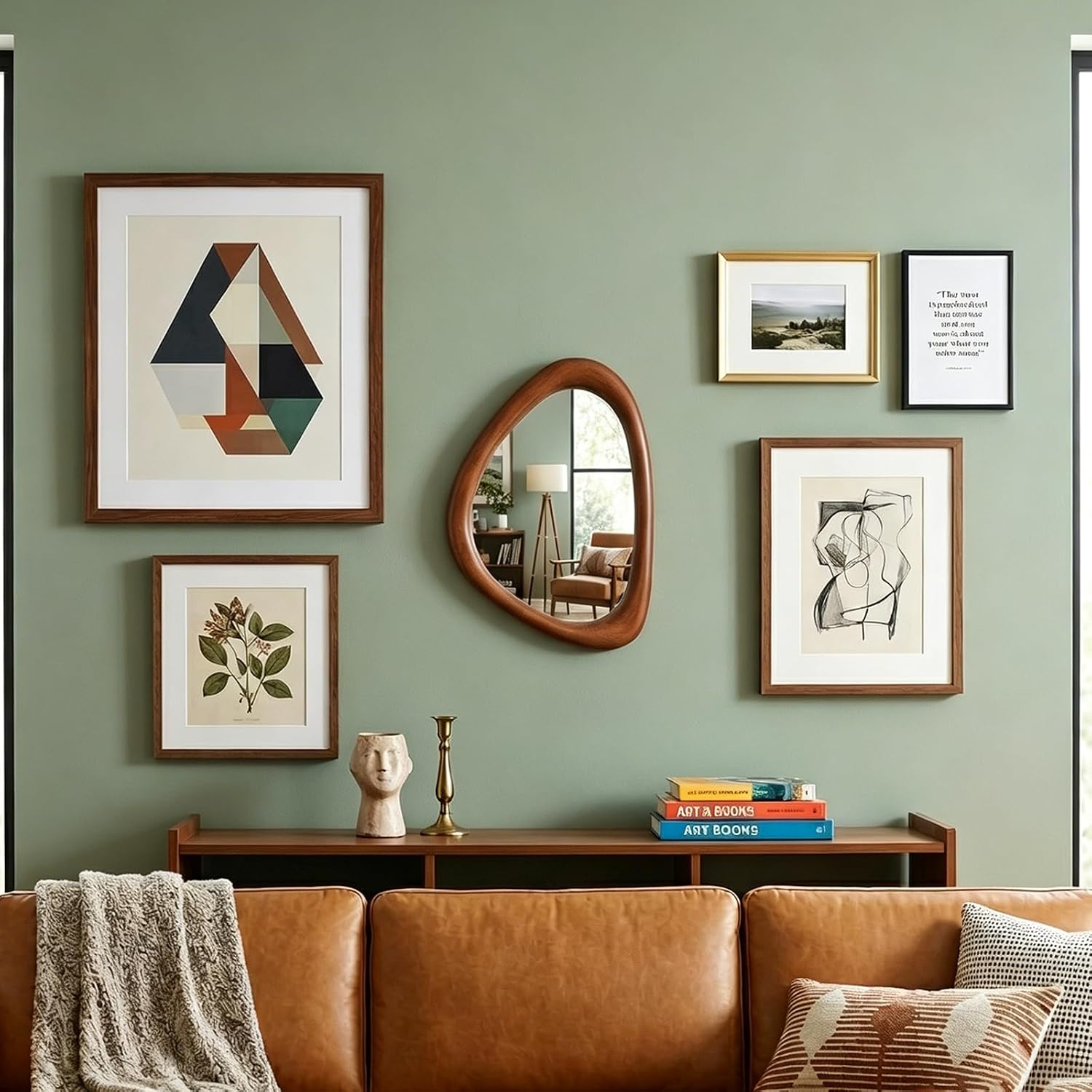 15 * Asymmetrical Wood Mirrors / Black Walnut / 15"L x 10"W / 10 Inch