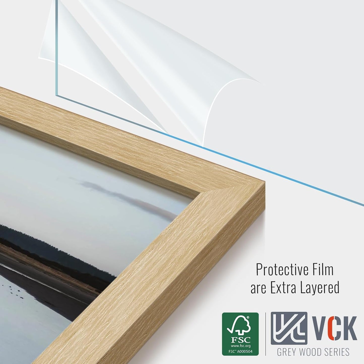 VCK 18x24 Poster Frame 5 Pack - Natural Oak, High-End Wood Picture Frames with Polished Plexiglass, Display 16x20 Photo
