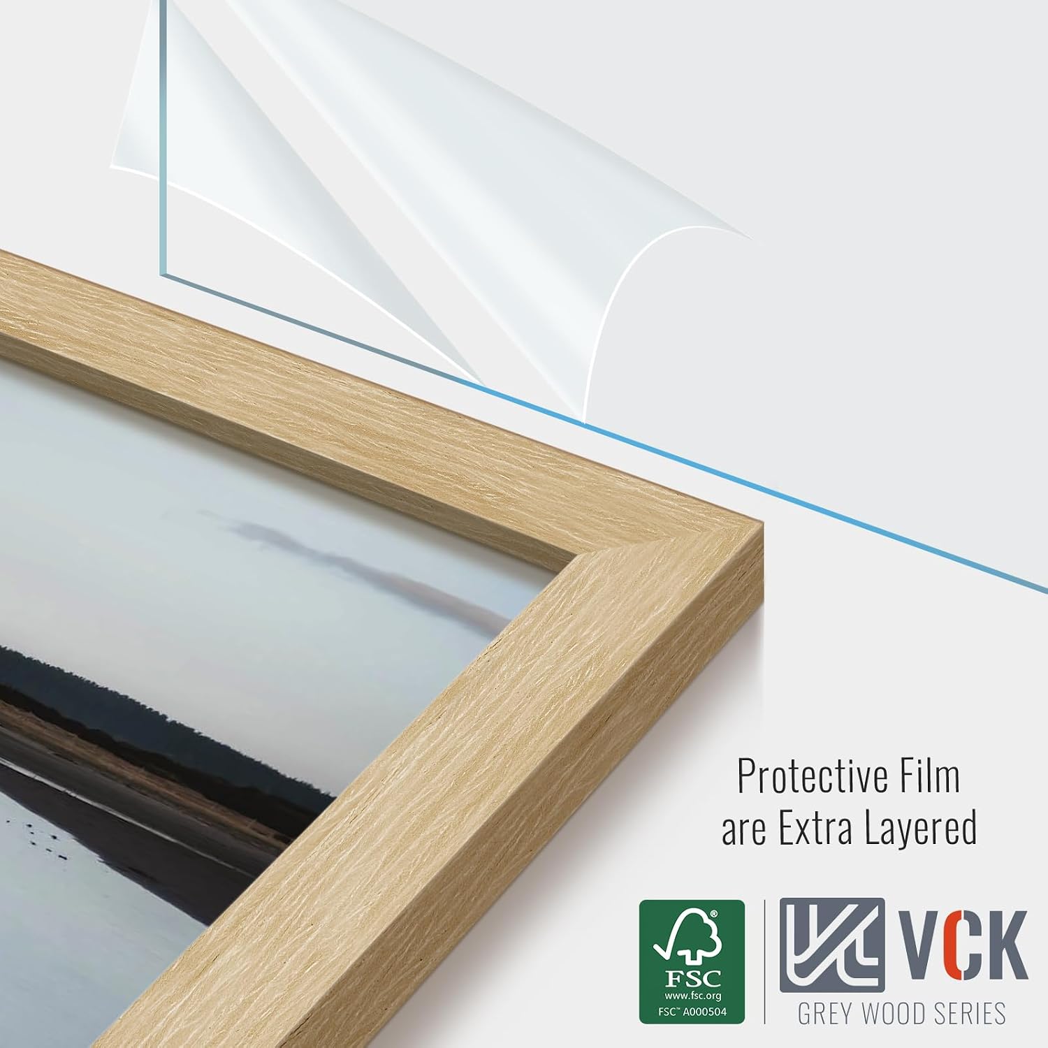 VCK 18x24 Poster Frame 5 Pack - Natural Oak, High-End Wood Picture Frames with Polished Plexiglass, Display 16x20 Photo