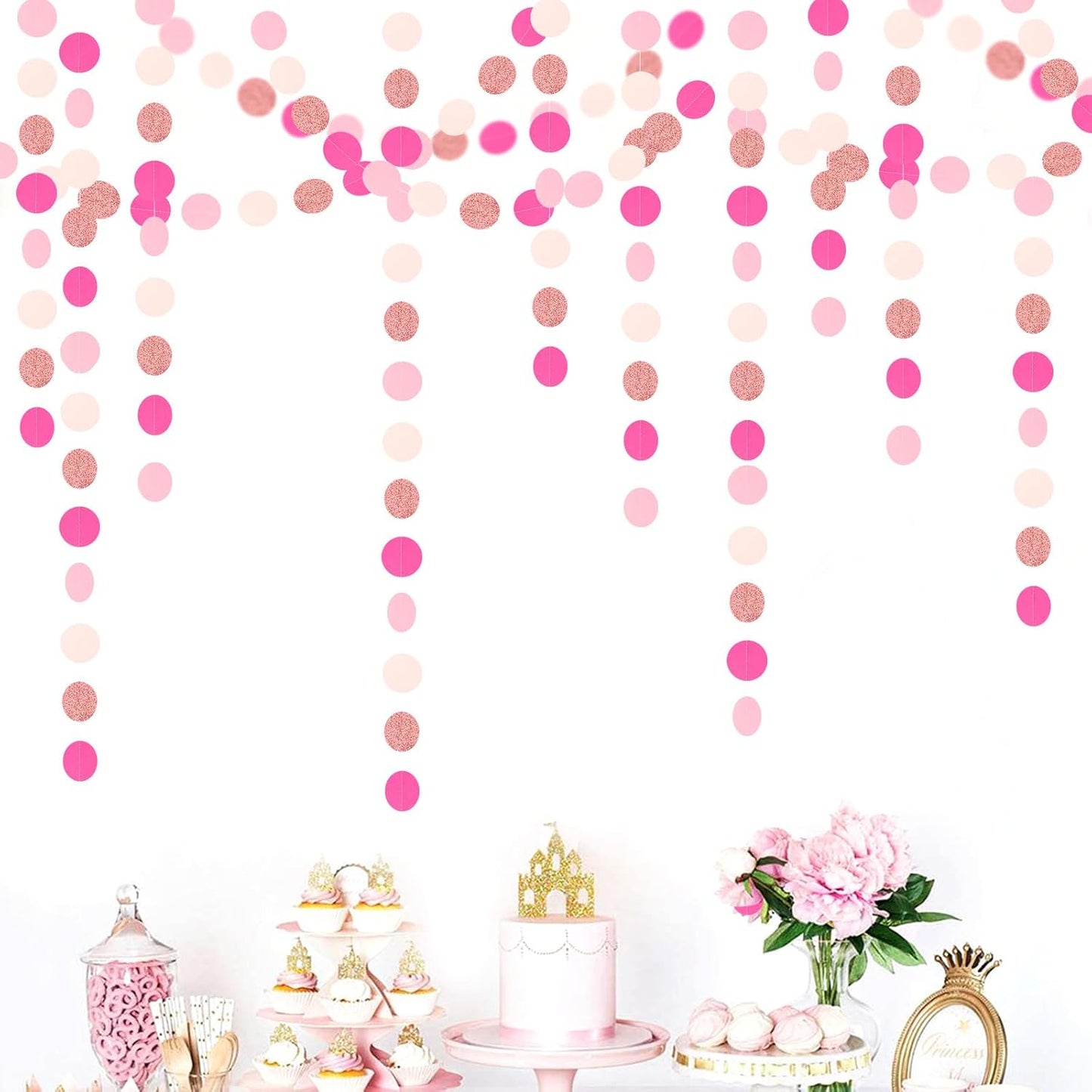 Hot-Pink Rose-Gold Party Decorations Garland / Pink Rose Gold / 52 Inch