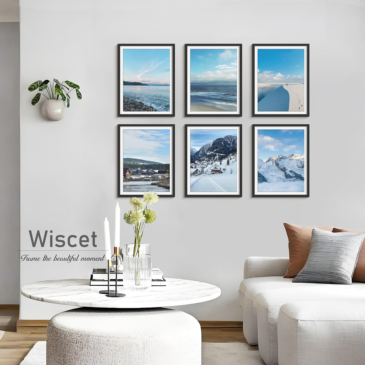 Wiscet 10x13 Picture Frame Set of 4, for Wall Mounting, Black | Display Picture 9x12 with Mat or 10x13 Poster Frame
