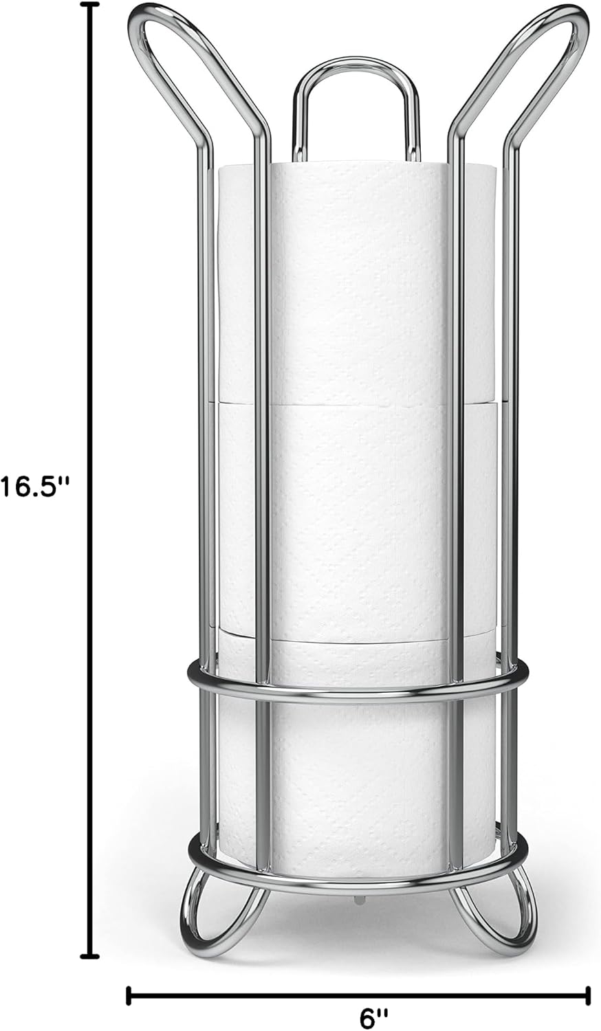 BROOKSTONE Toilet Paper Holder Stand Reserve - Free Standing Toilet Paper Stand with Storage that Holds Mega Rolls