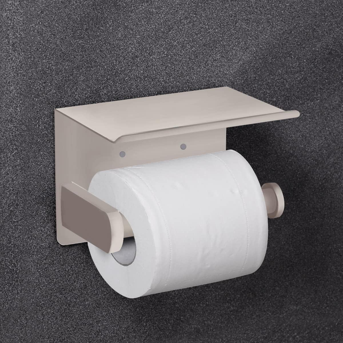 VAEHOLD Self Adhesive Toilet Paper Holder with Phone Shelf SUS 304 Stainless Steel Wall Mounted Toilet Paper Roll