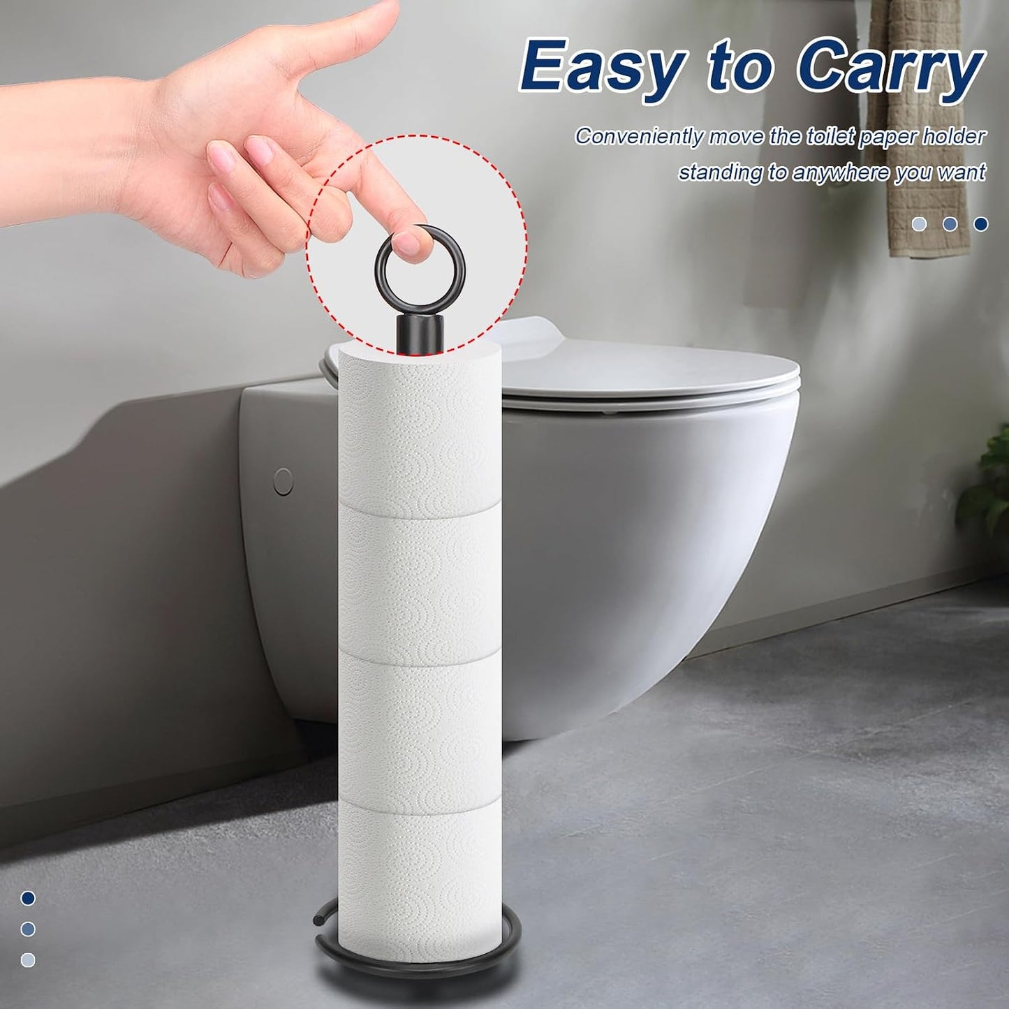 NearMoon Bath Toilet Paper Holder Stand, Freestanding Tissue Paper Storage with Reserve, Space Toilet 4 Rolls Holder