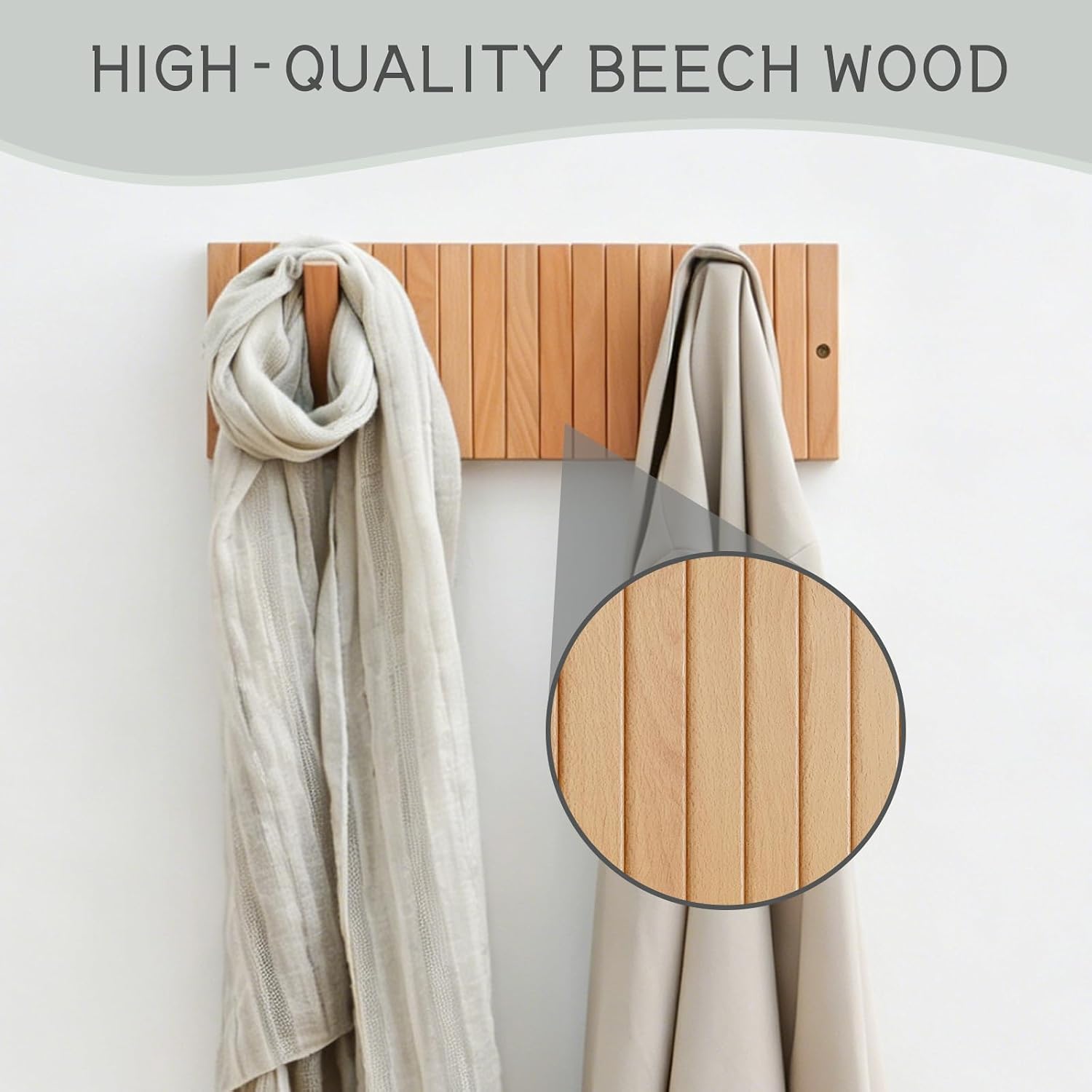 Decorative Wooden Wall Hooks / Natural Beech