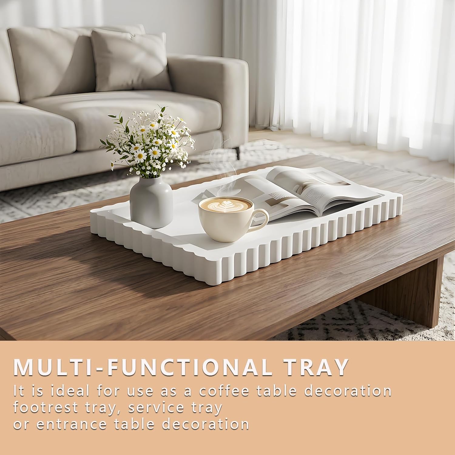 Wooden Ottoman Tray / 14 Inch