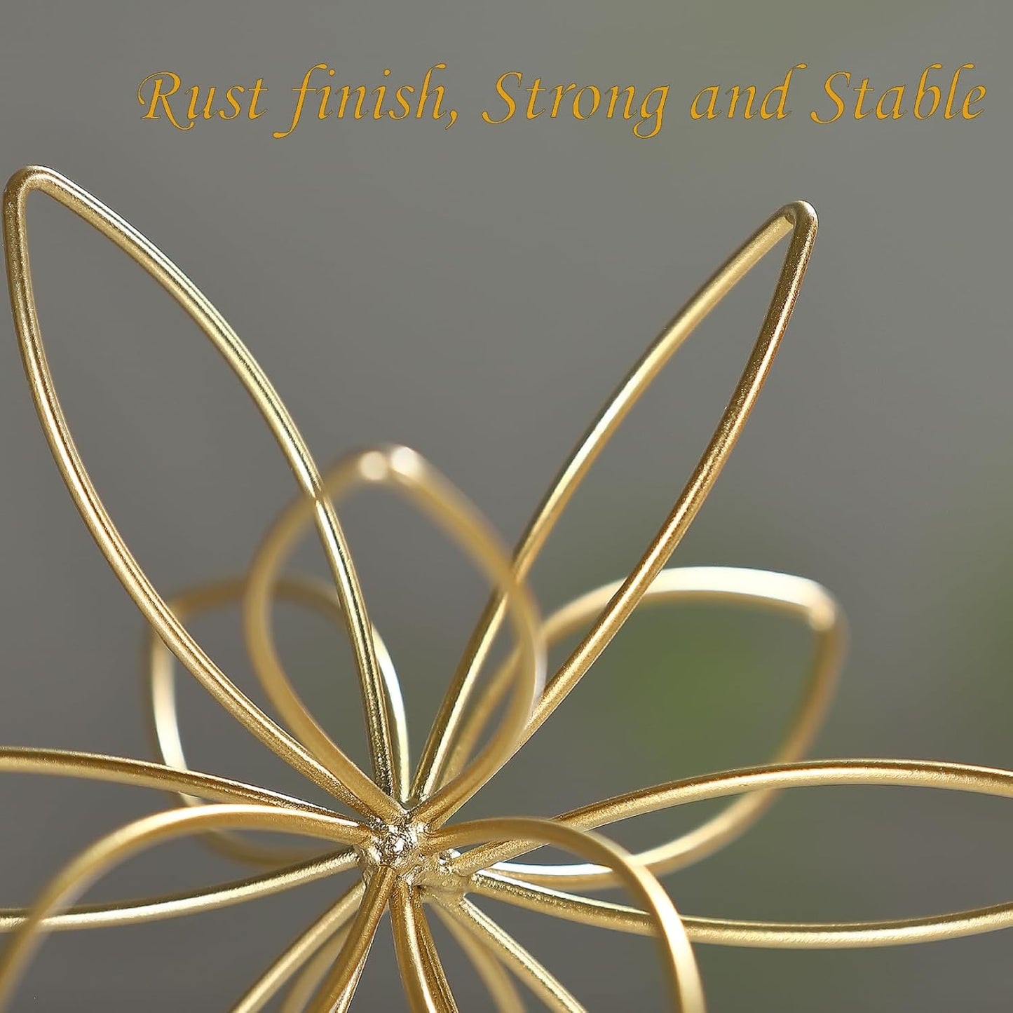Metal Floral Tabletop Sculpture / Golden-8in / Gold