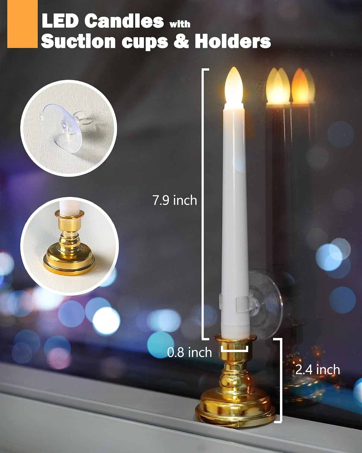 FPOO 6PCS Christmas Window Candles with Timer, Led Flickering Flameless Candles with Remote, Battery Operated Taper