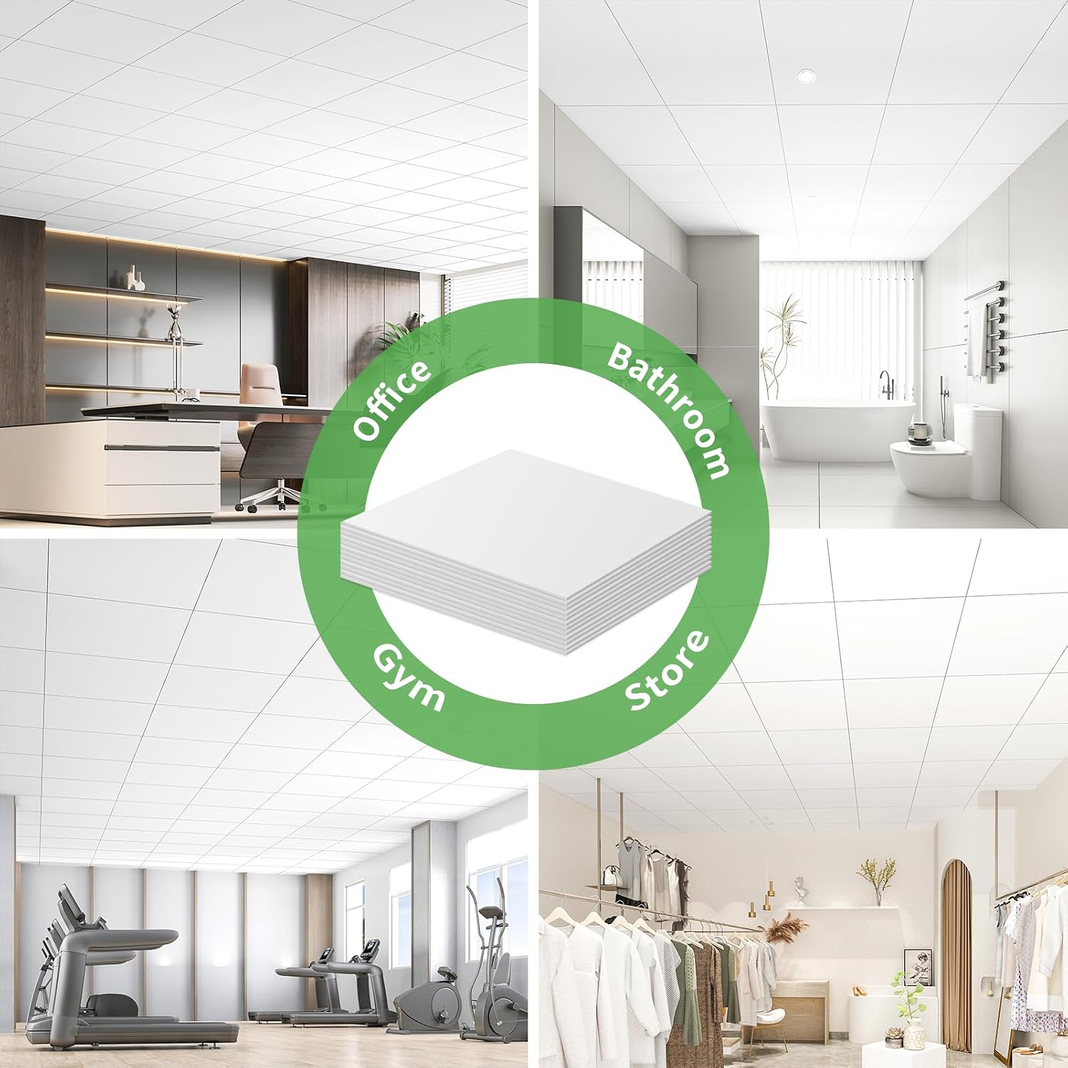 x PVC Tiles / White / 24 x 24 / Set of 12