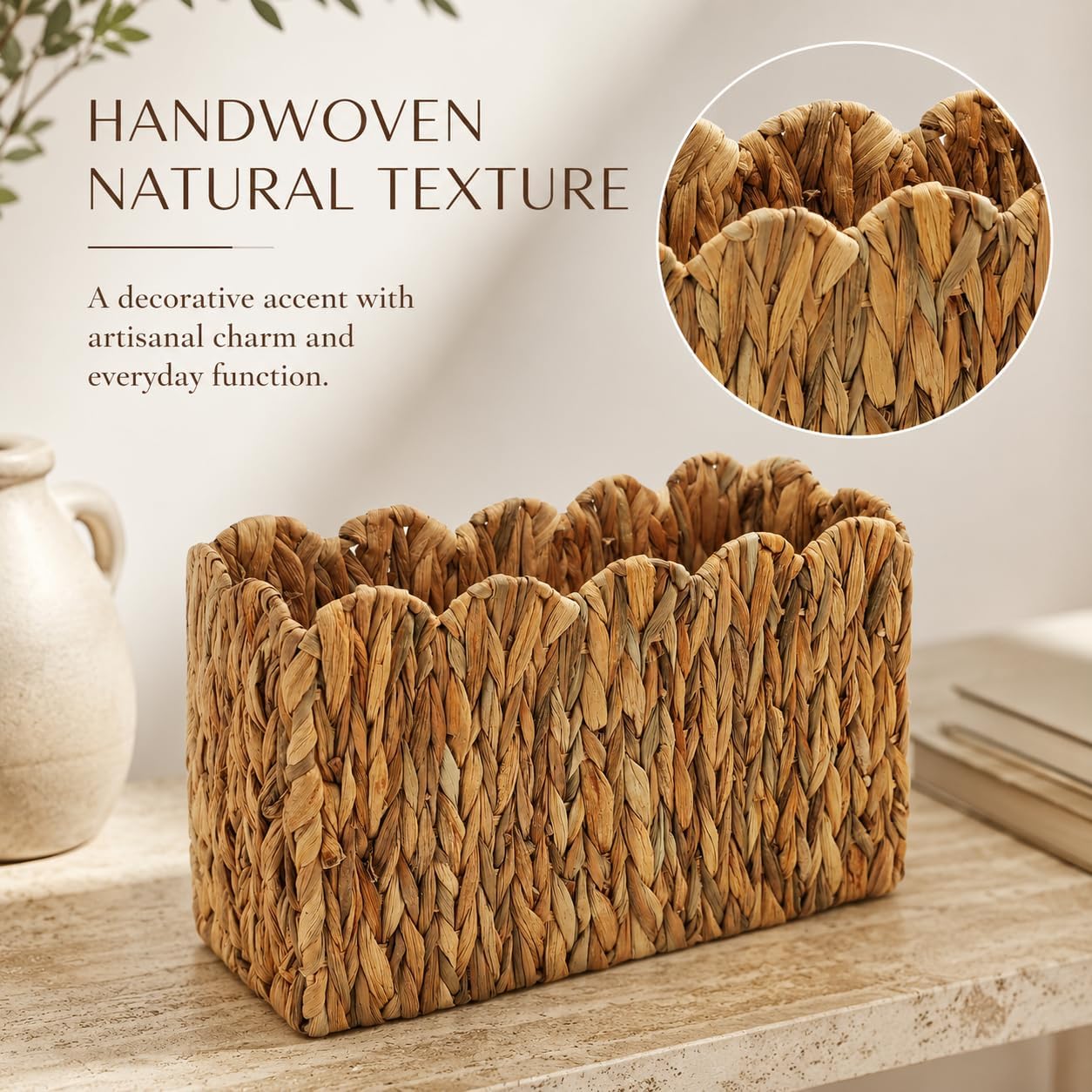 Tall Narrow Wicker Magazine Basket
